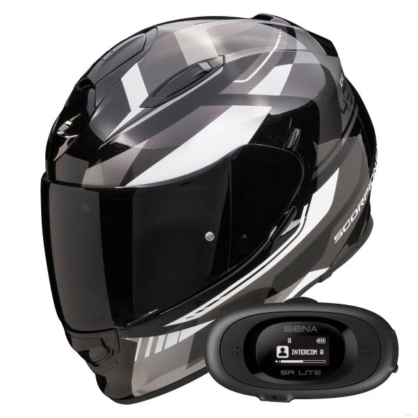 Integrale Scorpion Exo 491 Abilis Black Silver White + Kit bluetooth 5R Lite Solo