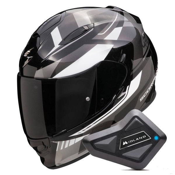 Integrale Scorpion Exo 491 Abilis Black Silver White + Kit Bluetooth BT Mini