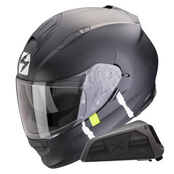 Casque Integrale Scorpion Exo 491 Code Nero Opaco Argento + Kit Bluetooth Exo-Com Link-1 Casque Integrale Scorpion Exo 491 Code Nero Opaco Argento + Kit Bluetooth Exo-Com Link-1