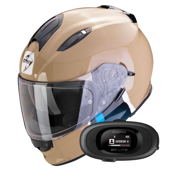 Integrale Scorpion Exo 491 Code Sand Blue + Kit bluetooth 5R Lite Solo