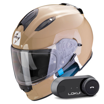 Integrale Scorpion Exo 491 Code Sand Blue + Kit Bluetooth Lokui K30