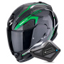 Casque Integrale Scorpion Exo 491 Kripta Black Green White + Kit Bluetooth BT Mini