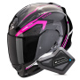 Casque Integrale Scorpion Exo 491 Kripta Black Pink White + Kit Bluetooth BT Mini