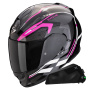 Casque Integrale Scorpion Exo 491 Kripta Nero Rosa Bianco + Kit Bluetooth Exo-Com Link-1C