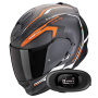Casque Integrale Scorpion Exo 491 Kripta Matt Black Orange White + Kit bluetooth 5R Lite Solo