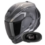 Casque Integrale Scorpion Exo 491 Kripta Matt Black Silver + Kit bluetooth 5R Lite Solo