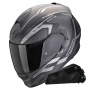 Casque Integrale Scorpion Exo 491 Kripta Nero Opaco Argento + Kit Bluetooth Exo-Com Link-1C