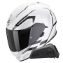 Casque Integrale Scorpion Exo 491 Kripta Bianco Nero + Kit Bluetooth Exo-Com Link-1