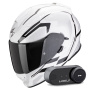 Casque Integrale Scorpion Exo 491 Kripta White Black + Kit Bluetooth Lokui K30