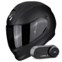 Casque Integrale Scorpion Exo 491 Matt Black + Kit Bluetooth Lokui K30