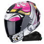Casque Integrale Scorpion Exo 491 rosa pirata + kit Bluetooth Exo-Com Link-1C