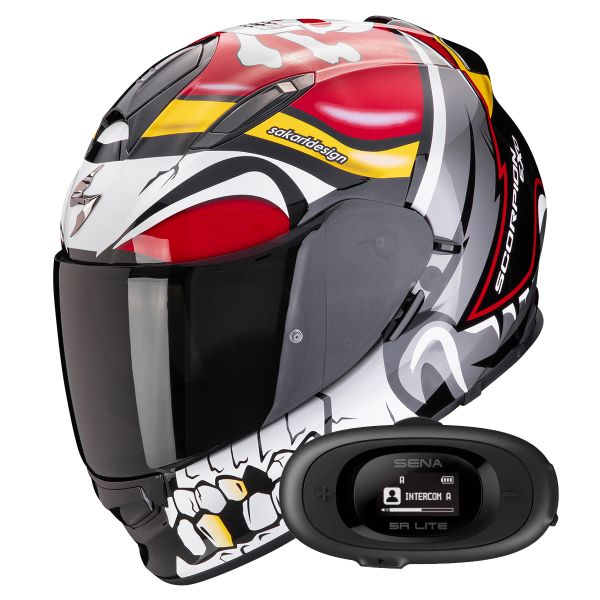 Integrale Scorpion Exo 491 Pirate Red + Kit bluetooth 5R Lite Solo Integrale Scorpion Exo 491 Pirate Red + Kit bluetooth 5R Lite Solo