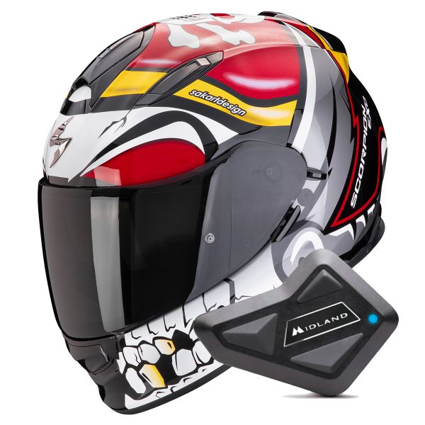 Integrale Scorpion Exo 491 Pirate Red + Kit Bluetooth BT Mini Integrale Scorpion Exo 491 Pirate Red + Kit Bluetooth BT Mini