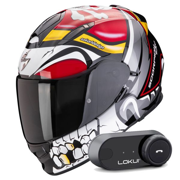 Integrale Scorpion Exo 491 Pirate Red + Kit Bluetooth Lokui K30 Integrale Scorpion Exo 491 Pirate Red + Kit Bluetooth Lokui K30