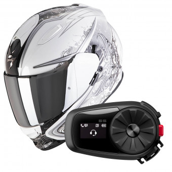 Integrale Scorpion Exo 491 Run White Black + Kit Bluetooth 5S