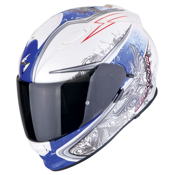 Scorpion Exo 491 Run Bianco Blu + Kit Bluetooth Exo-Com Link-1