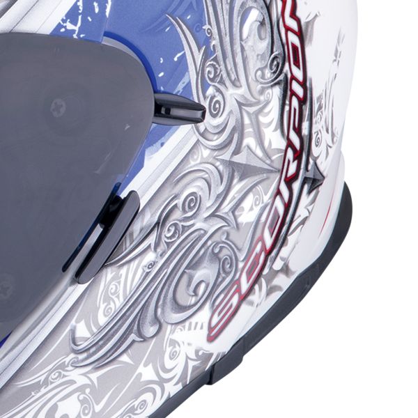 Scorpion Exo 491 Run Bianco Blu + Kit Bluetooth Exo-Com Link-1