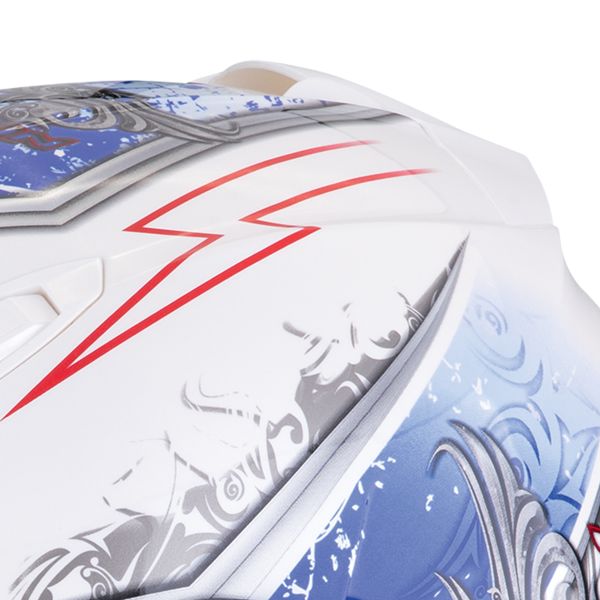 Scorpion Exo 491 Run Bianco Blu + Kit Bluetooth Exo-Com Link-1