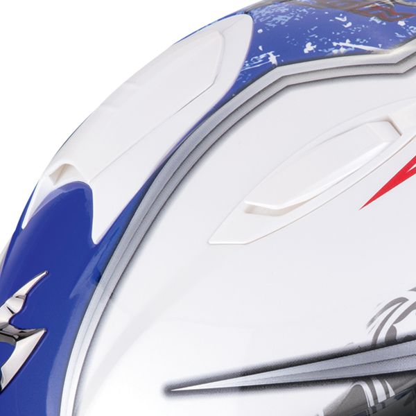 Scorpion Exo 491 Run Bianco Blu + Kit Bluetooth Exo-Com Link-1