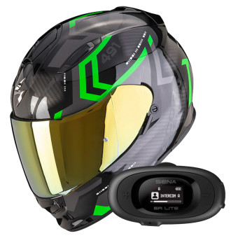 Integrale Scorpion Exo 491 Spin Black Green + Kit bluetooth 5R Lite