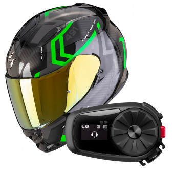 Integrale Scorpion Exo 491 Spin Black Green + Kit Bluetooth 5S