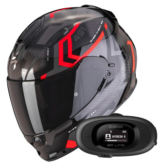 Integrale Scorpion Exo 491 Spin Black Red + Kit bluetooth 5R Lite