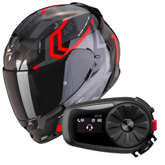 Integrale Scorpion Exo 491 Spin Black Red + Kit Bluetooth 5S