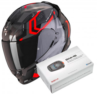 Integrale Scorpion Exo 491 Spin Black Red + Kit Bluetooth SMH5