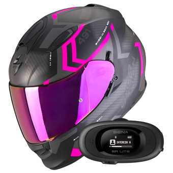 Integrale Scorpion Exo 491 Spin Matt Black Pink + Kit bluetooth 5R Lite