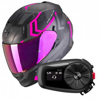 Integrale Scorpion Exo 491 Spin Matt Black Pink + Kit Bluetooth 5S