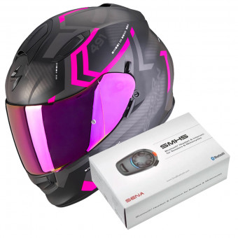 Integrale Scorpion Exo 491 Spin Matt Black Pink + Kit Bluetooth SMH5