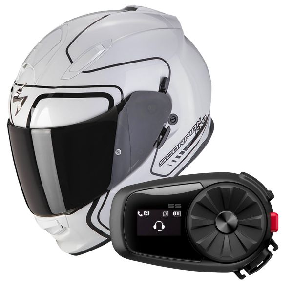 Integrale Scorpion Exo 491 West White Black + Kit Bluetooth 5S