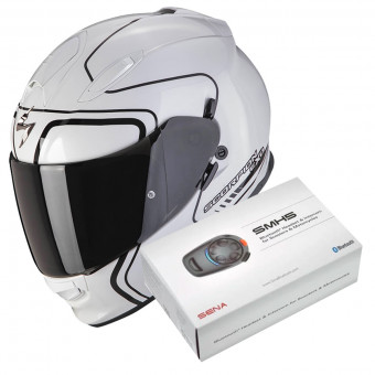 Integrale Scorpion Exo 491 West White Black + Kit Bluetooth SMH5