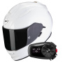 Casque Integrale Scorpion Exo 491 White + Kit Bluetooth 5S