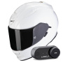 Casque Integrale Scorpion Exo 491 White + Kit Bluetooth Lokui K30