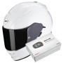 Casque Integrale Scorpion Exo 491 White + Kit Bluetooth SMH5