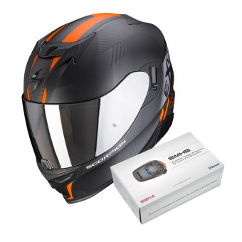 Integrale Scorpion Exo 520 Air Laten Matt Black Orange + Kit Bluetooth SMH5 Solo