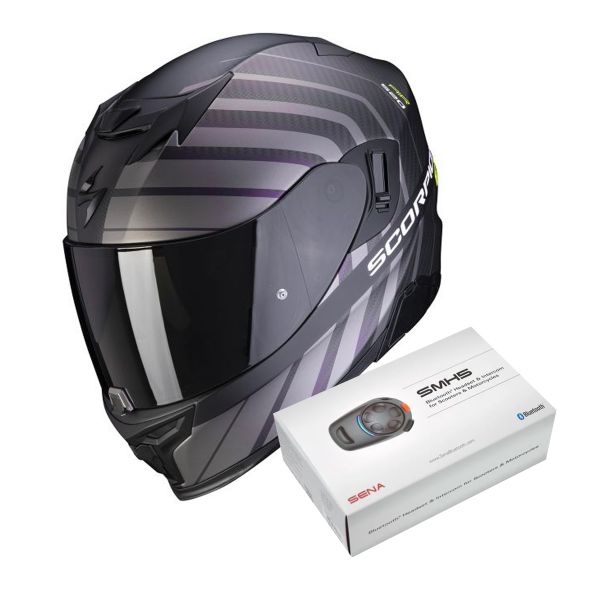 Integrale Scorpion Exo 520 Air Shade Matt Black Neon Yellow + Kit Bluetooth SMH5 Solo