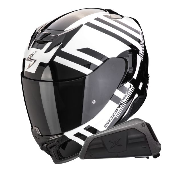 Integrale Scorpion Exo 520 Evo Air Banshee Pearl White Black + Kit bluetooth Exo-Com Link-1