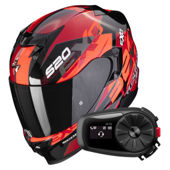 Integrale Scorpion Exo 520 Evo Air Cover Metal Black Red + Kit Bluetooth 5S
