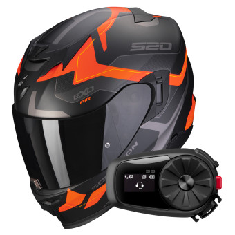 Integrale Scorpion Exo 520 Evo Air Elan Matt Black Orange + Kit Bluetooth 5S