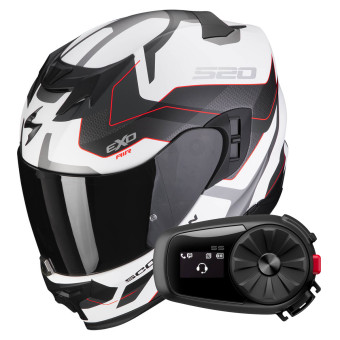 Integrale Scorpion Exo 520 Evo Air Elan Matt White Silver Red + Kit Bluetooth 5S