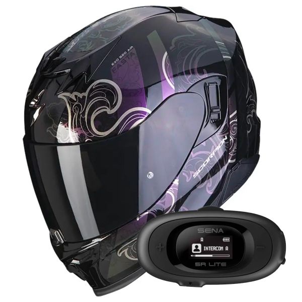 Integrale Scorpion Exo 520 Evo Air Fasta Black Chameleon + Kit bluetooth 5R Lite