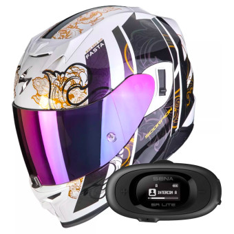 Integrale Scorpion Exo 520 Evo Air Fasta White Chameleon + Kit bluetooth 5R Lite