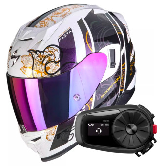Integrale Scorpion Exo 520 Evo Air Fasta White Chameleon + Kit Bluetooth 5S