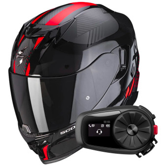 Integrale Scorpion Exo 520 Evo Air Laten Black Red + Kit Bluetooth 5S