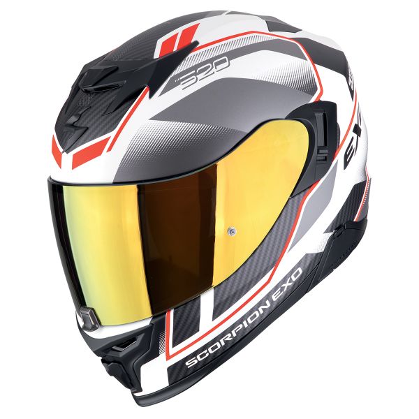 Scorpion Exo 520 Evo Air Lena Matt White Silver Red + Kit Bluetooth 5S Solo