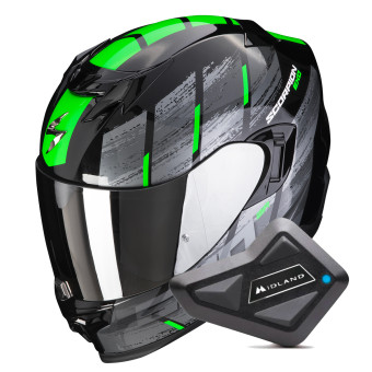 Integrale Scorpion Exo 520 Evo Air Maha Black Green + Kit Bluetooth BT Mini