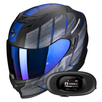 Integrale Scorpion Exo 520 Evo Air Maha Matt Black Blue + Kit bluetooth 5R Lite