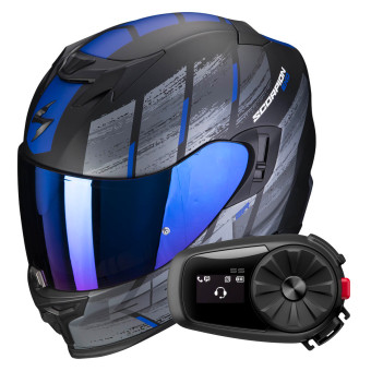 Integrale Scorpion Exo 520 Evo Air Maha Matt Black Blue + Kit Bluetooth 5S